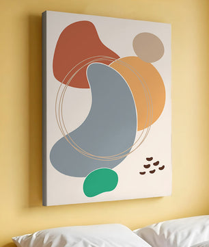 Abstract geometric art with colorful organic shapes and lines