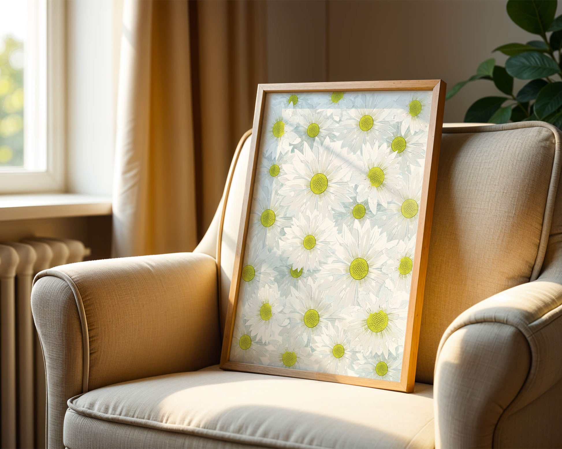 White Daisies Pattern with Yellow Centers