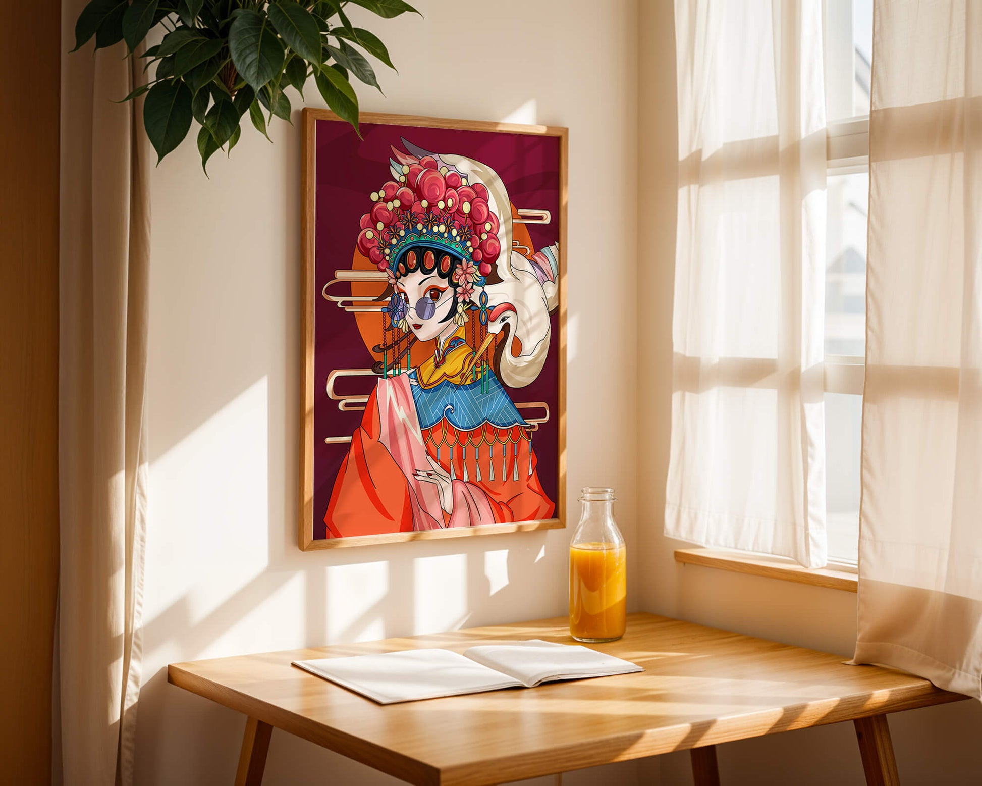 Elegant Chinese opera character illustration with vibrant colors