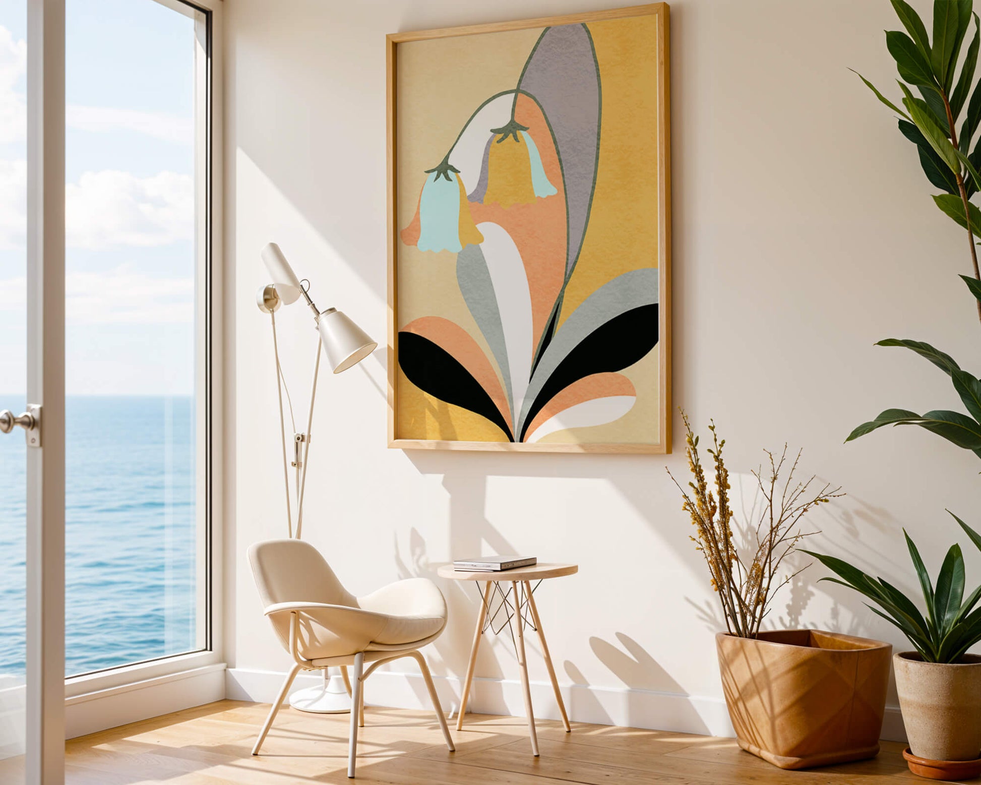 Abstract floral pattern with pastel colors and modern design