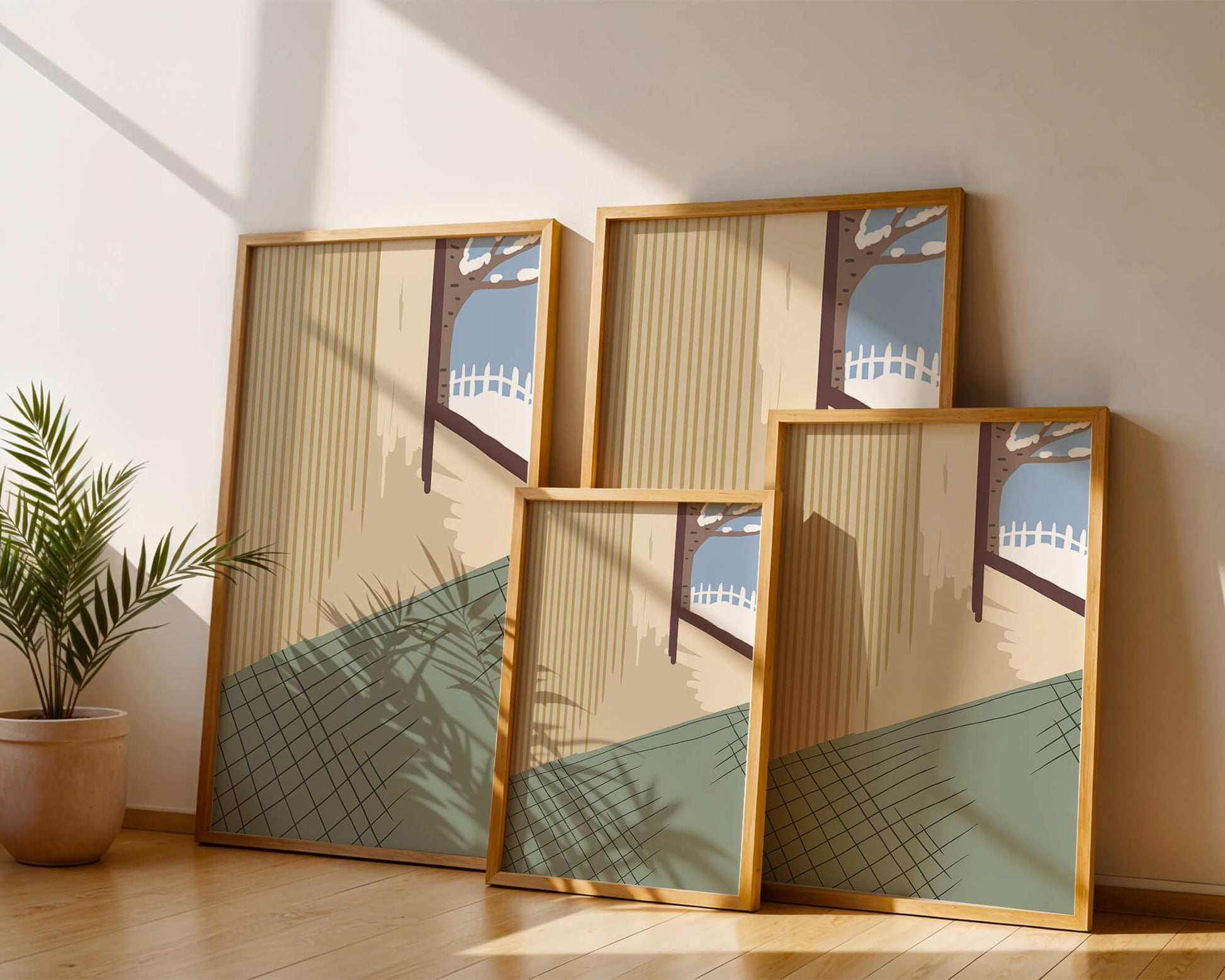 Interior Scene with Winter View Through a Window