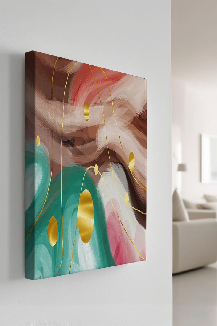 Abstract colorful swirl design with golden circles