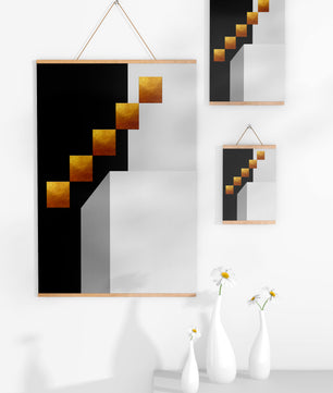 Modern abstract geometric artwork with gold accents - Mi tienda
