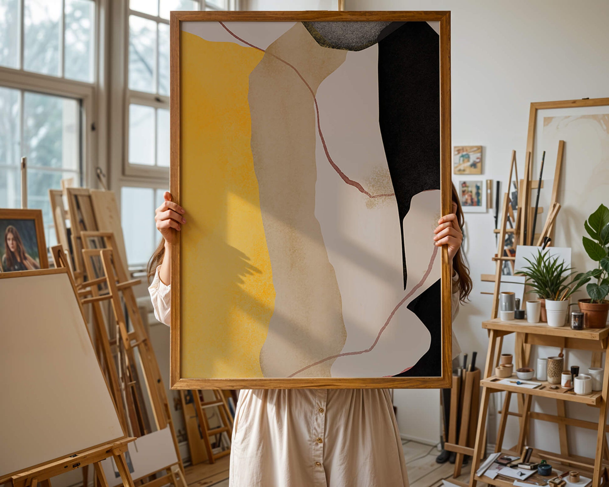 Abstract Composition with Geometric Shapes and Earth Tones