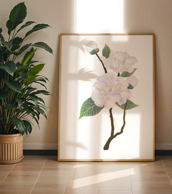Delicate blooming flowers with lush leaves in elegant design