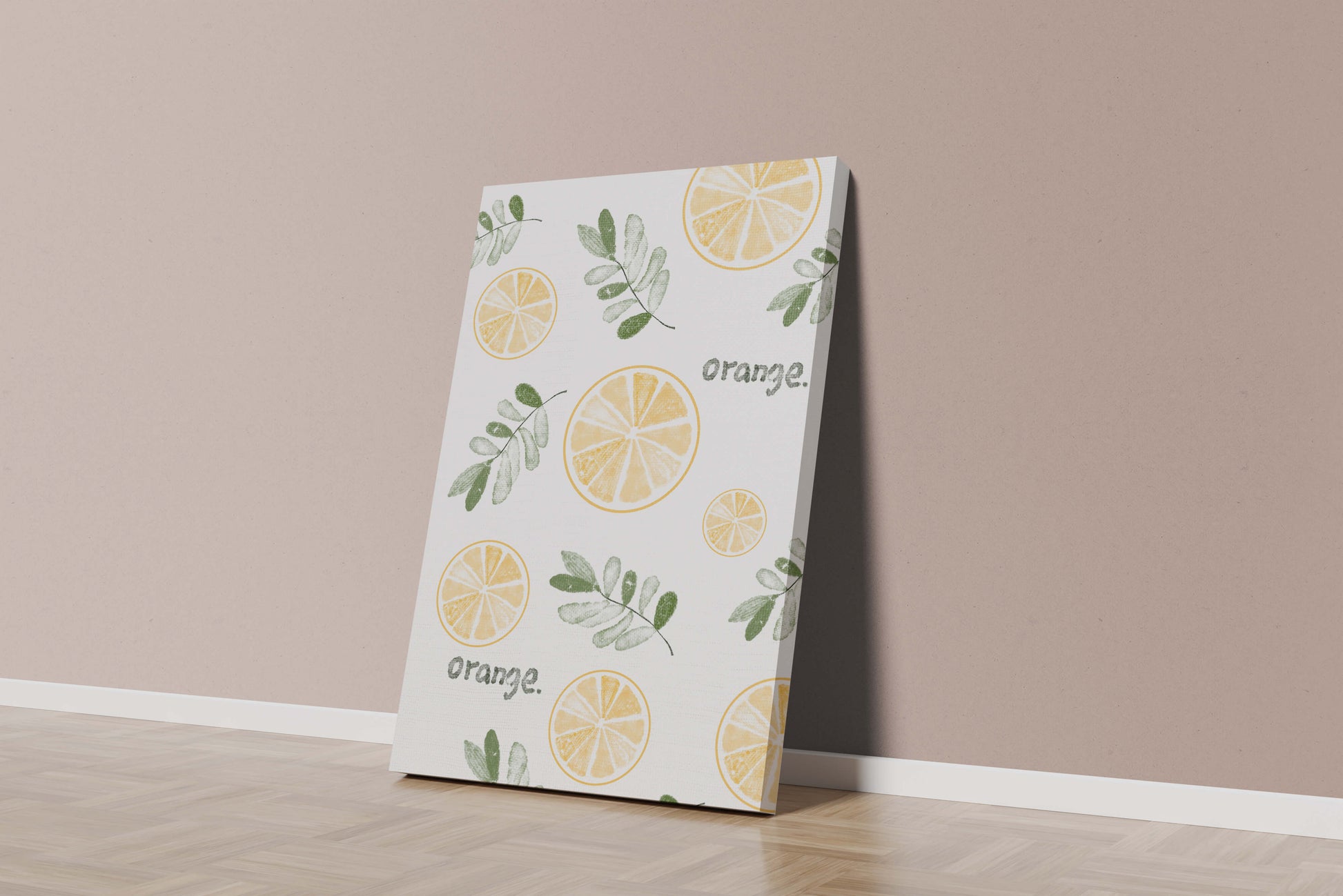 Motif avec des tranches d’orange et des feuilles vertes