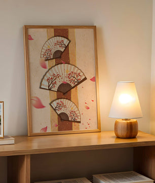 Elegant Japanese Fans with Cherry Blossom Design on Textured Background - Mi tienda