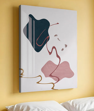 Abstract Minimalist Art with Curved Lines and Golden Accents