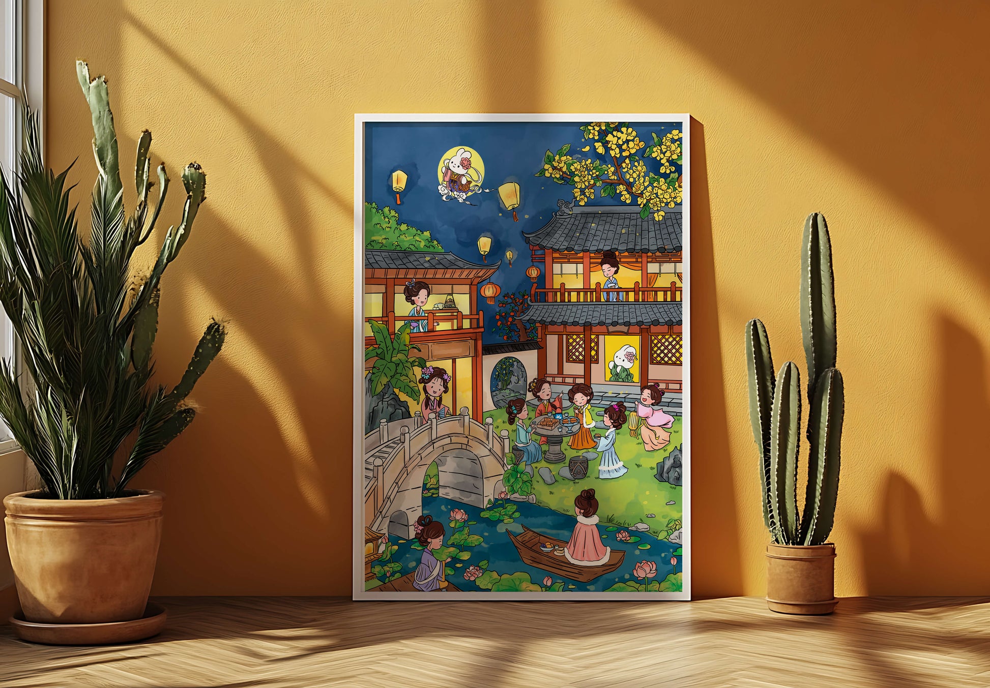 Traditional Chinese Celebration with Lanterns and River