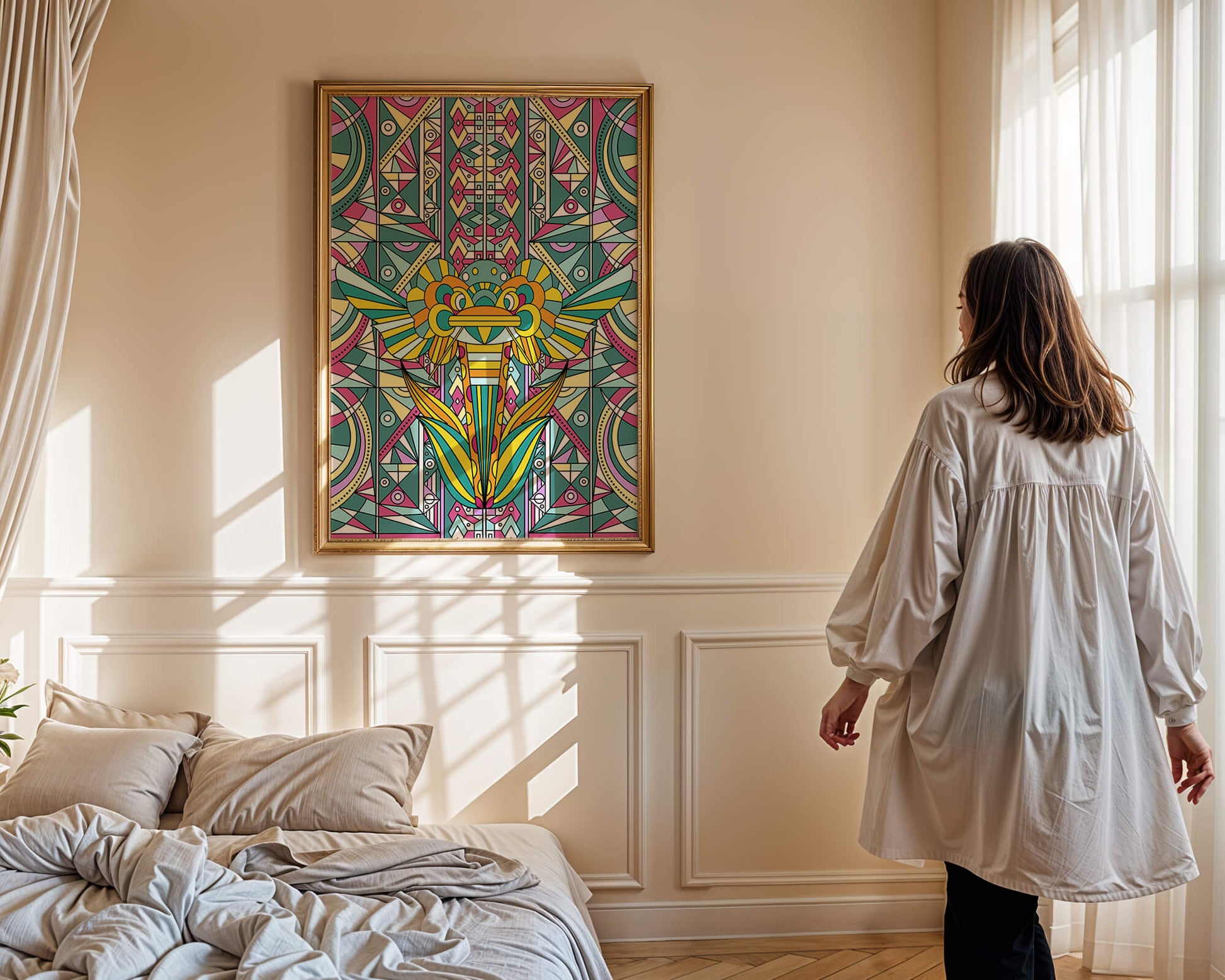 Elefante geométrico abstracto con colores vibrantes