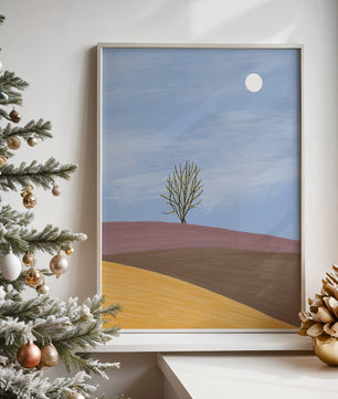Serene Landscape with Lone Tree and Elegant Horizon