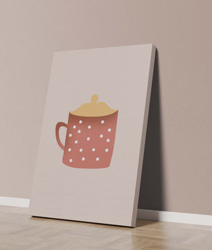 Decorative polka dot mug with yellow lid illustration