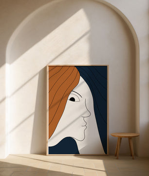 Abstract Portrait with Stylized Hair and Minimalist Design - Mi tienda
