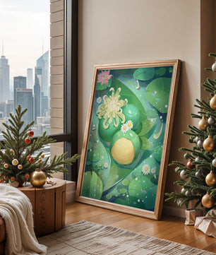 Scène aquatique luxuriante avec des fleurs de lotus et des feuilles vertes