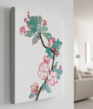 Elegante ilustración floral en acuarela con flor de cerezo.