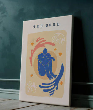Contemplative Abstract Human Figure with Vibrant Colors and Bold Lines - Mi tienda