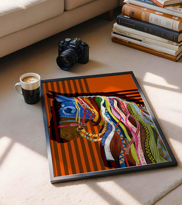 Colorful abstract horse art with intricate patterns