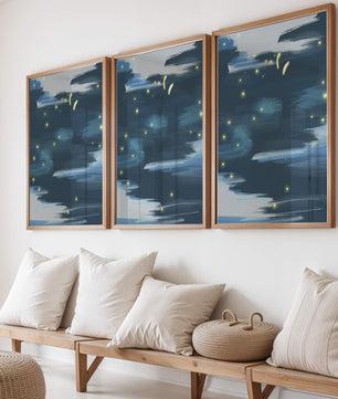 Ciel nocturne abstrait avec lucioles lumineuses