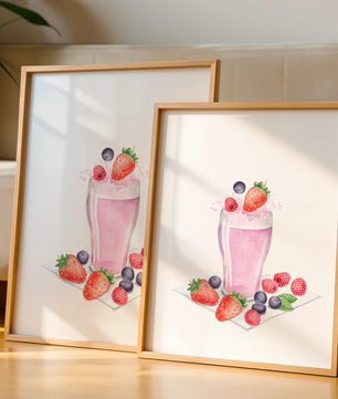 Refreshing berry smoothie with fresh strawberries and blueberries