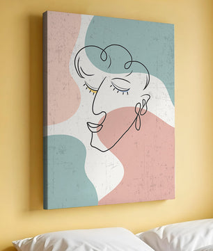 Abstract Line Art Face On Pastel Background - Mi tienda
