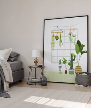 Decoración de interior con plantas colgantes y en macetas