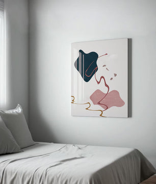 Abstract Minimalist Art with Curved Lines and Golden Accents