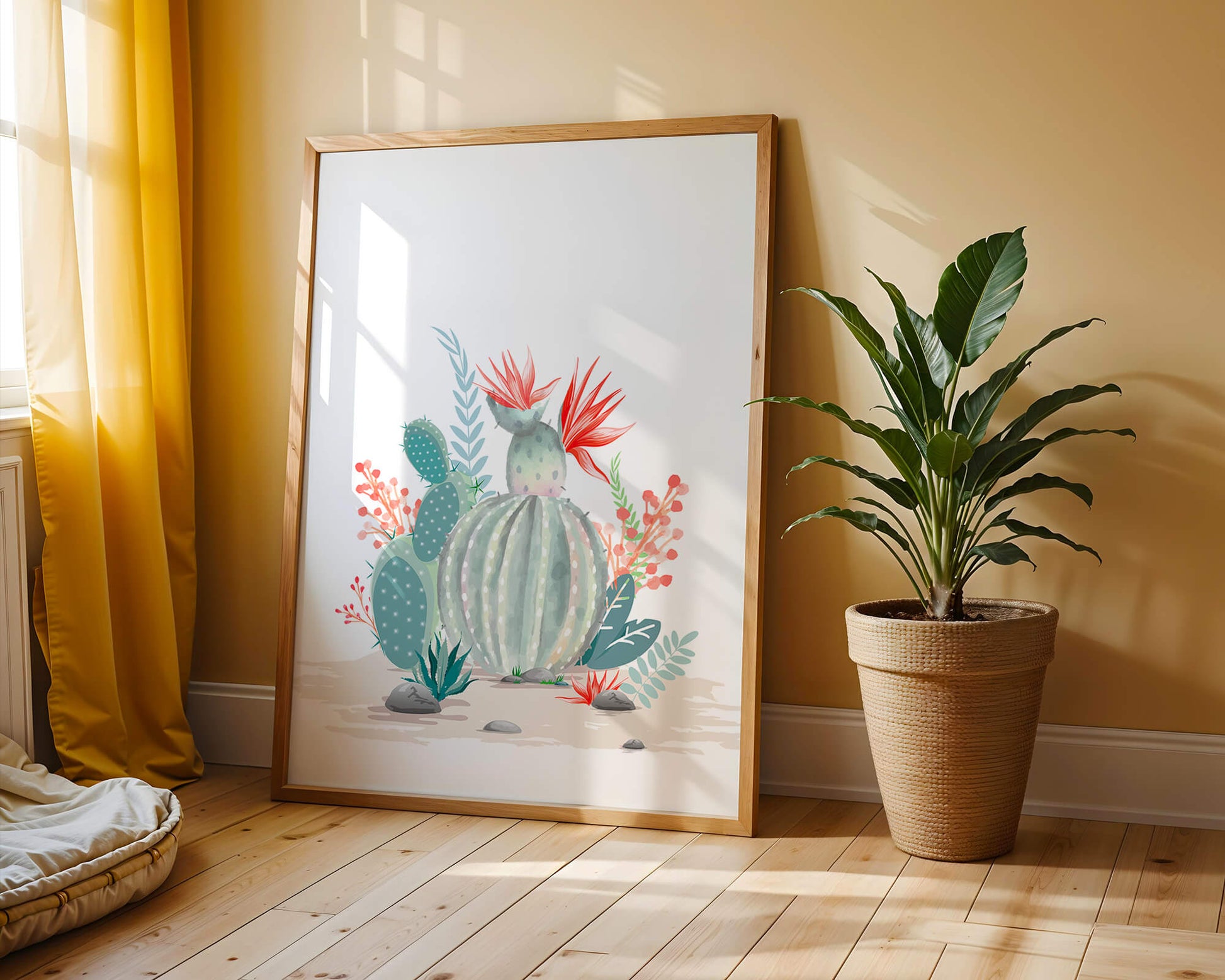 Colorful Cactus Arrangement With Red Blooms And Desert Plants - Mi tienda