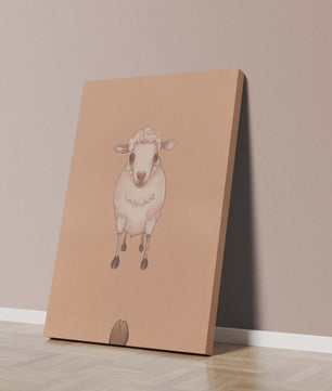 Illustration of an adorable sheep on a textured background