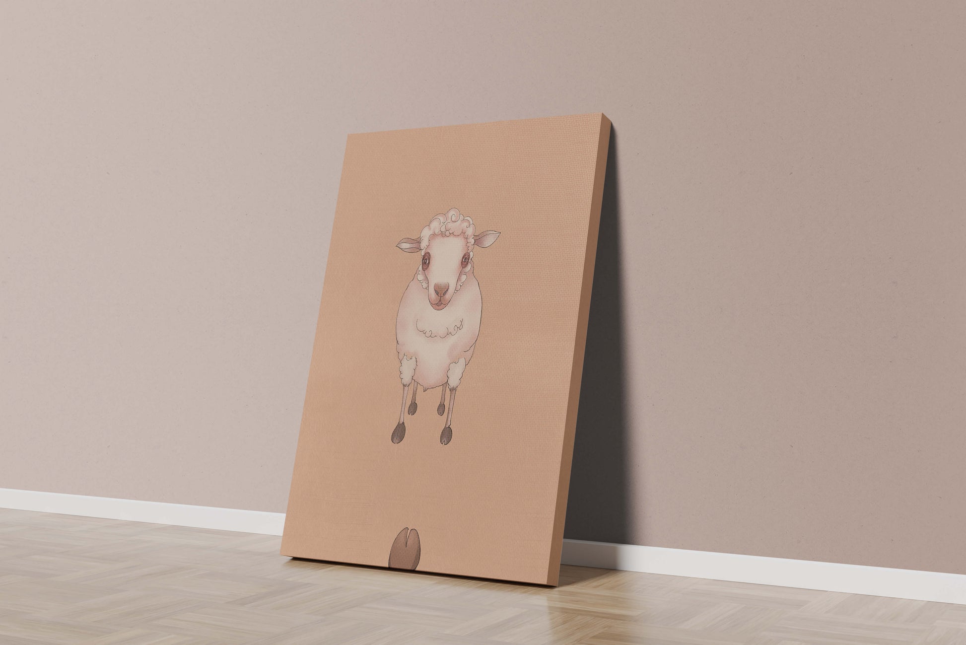 Ilustración de una oveja adorable sobre un fondo texturizado