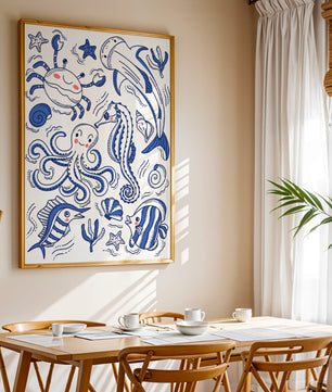 Underwater Marine Life Theme with Cartoon Sea Creatures