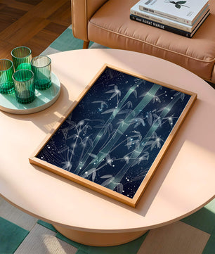 Illustration Of Bamboo With Snowfall In A Night Sky - Mi tienda