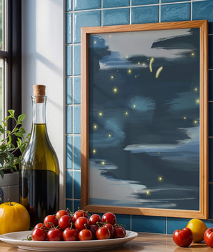 Ciel nocturne abstrait avec lucioles lumineuses