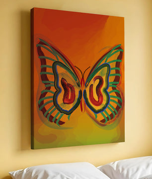 Vibrant butterfly depiction with colorful abstract background