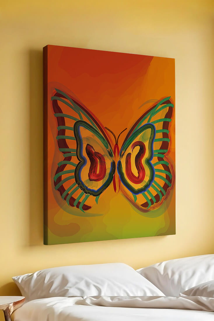 Vibrant butterfly depiction with colorful abstract background