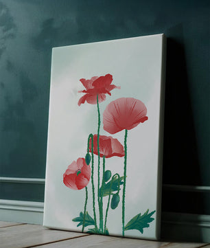 Red Poppies in Minimalist Natural Setting