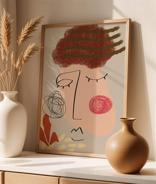 Rostro abstracto con elementos coloridos y diseño de arte lineal
