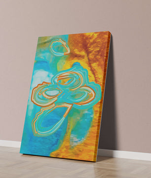 Abstract vibrant swirls in blue and orange colors