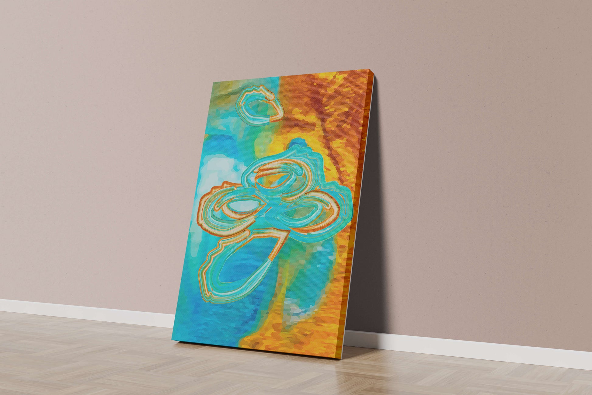 Abstract vibrant swirls in blue and orange colors