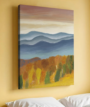 Autumn Mountain Landscape with Vibrant Trees and Colorful Sky