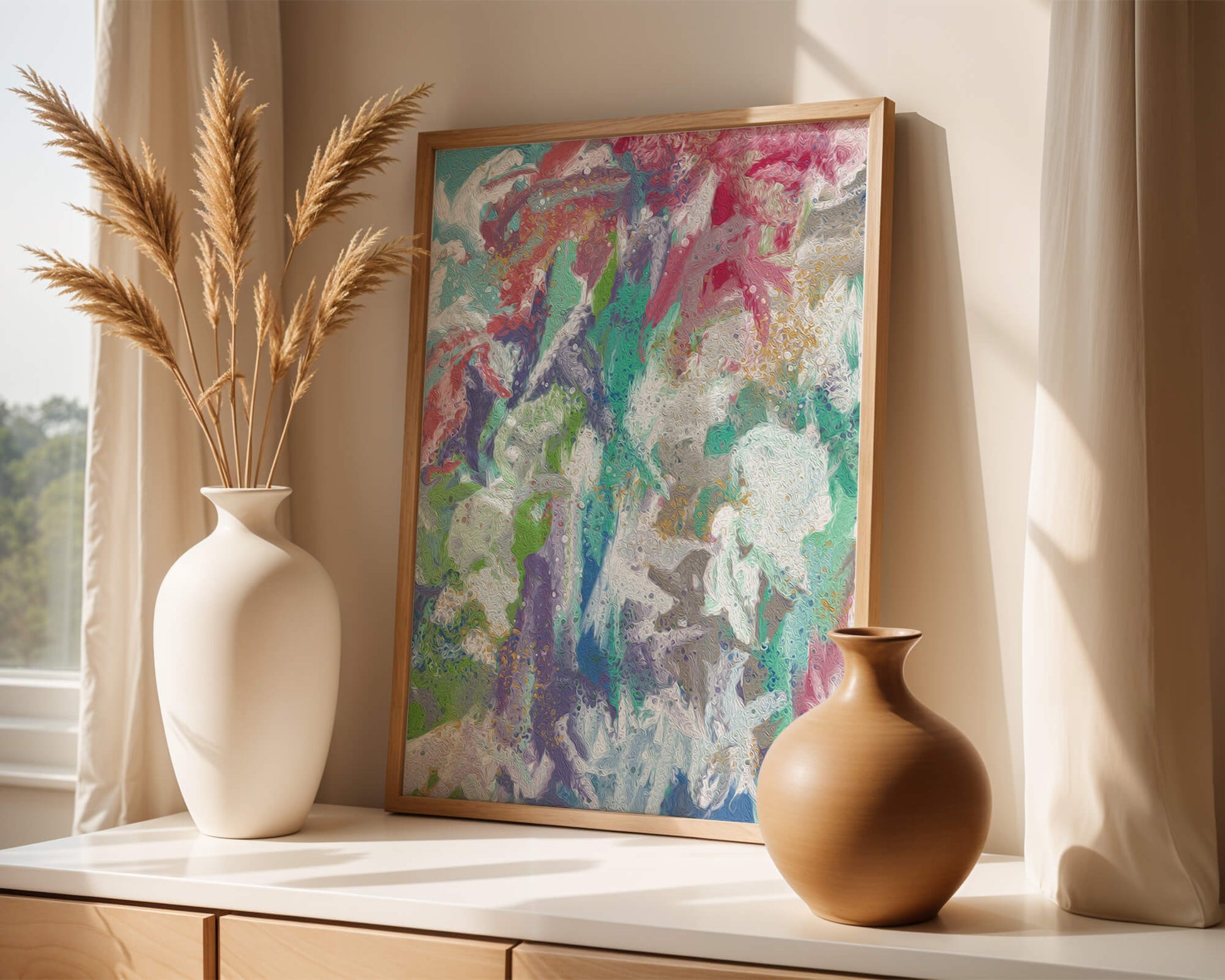 Abstract Colorful Flowing Waves with Textured Patterns