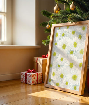 White Daisies Pattern with Yellow Centers