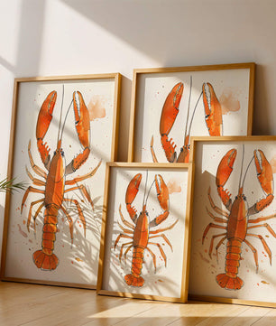 Illustrated Lobster Artwork With Splash of Colors - Mi tienda