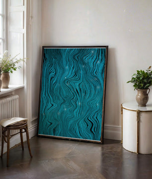 Abstract Wavy Blue Pattern with Black Lines - Mi tienda