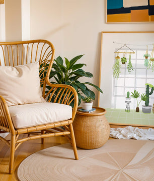 Decoración de interior con plantas colgantes y en macetas