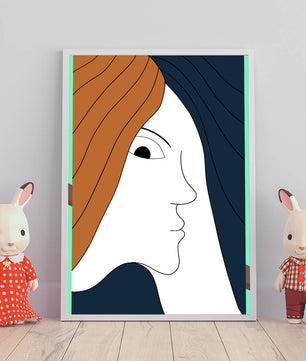 Abstract Portrait with Stylized Hair and Minimalist Design - Mi tienda