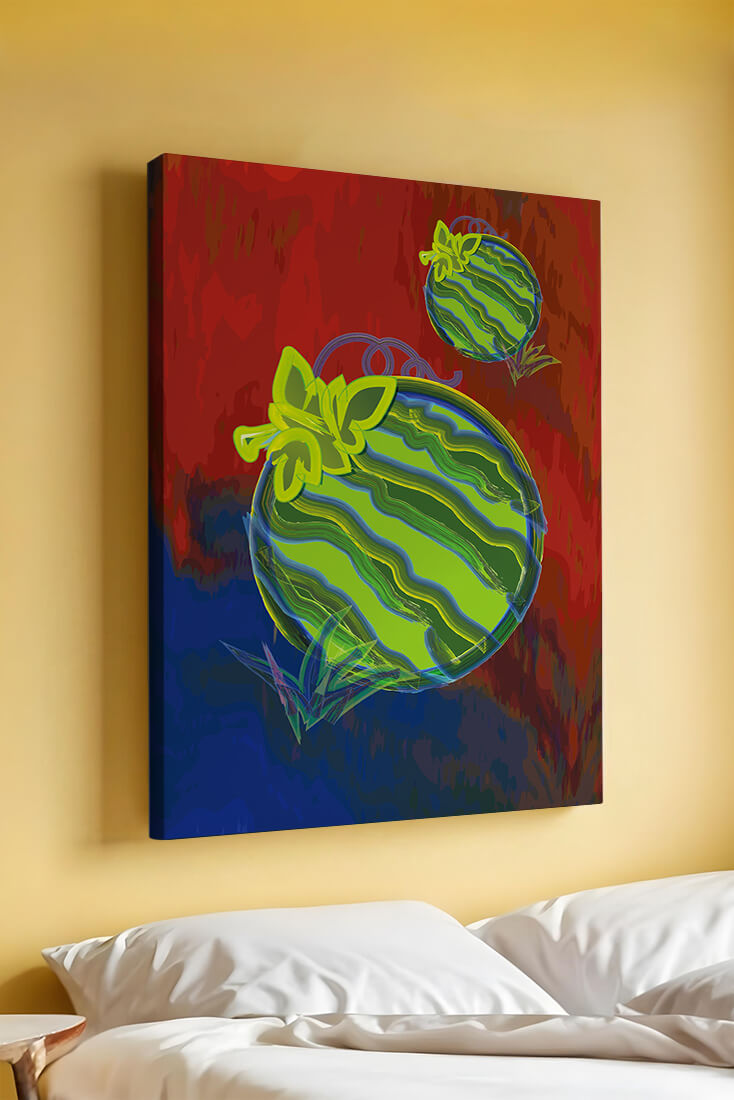 Abstract colorful watermelon artwork with vibrant background