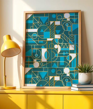 Design abstrait géométrique avec des accents dorés
