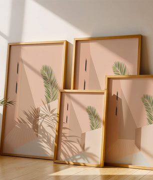 Moderne minimalistische Architekturszene mit Palmblatt