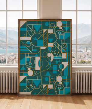 Design abstrait géométrique avec des accents dorés