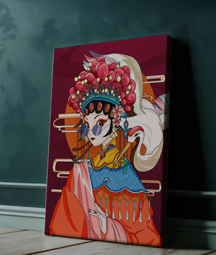 Illustration élégante de personnage d'opéra chinois aux couleurs vives